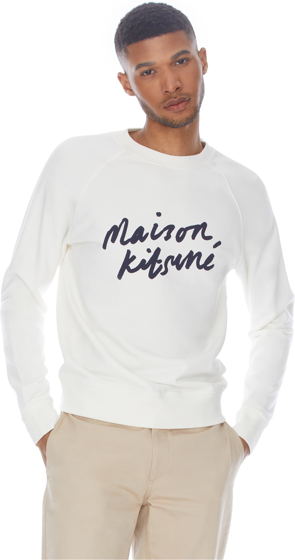 Maison Kitsuné: Neutrals Handwriting Clean Pullover Sweaters - 3