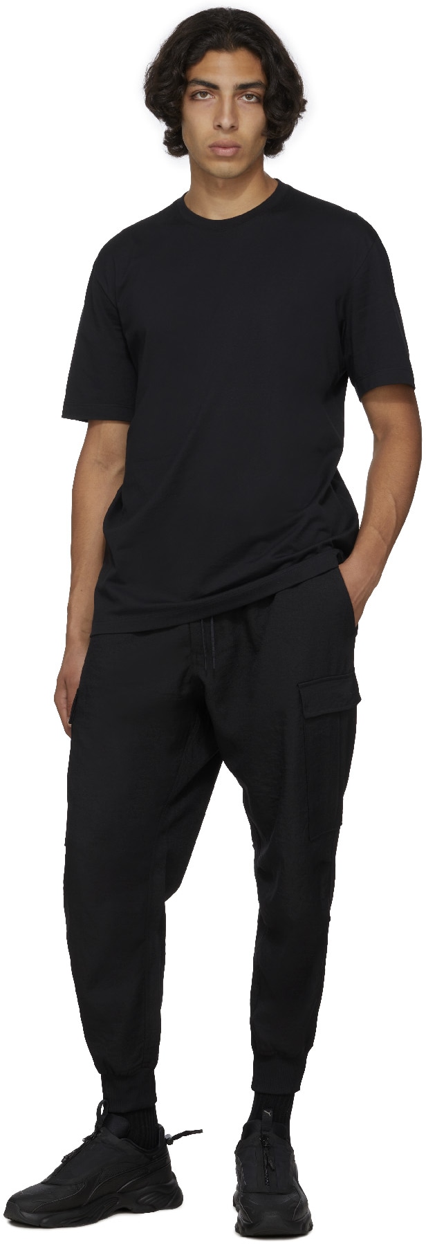 Y-3: Noir T-Shirt à Logo Noir - 4