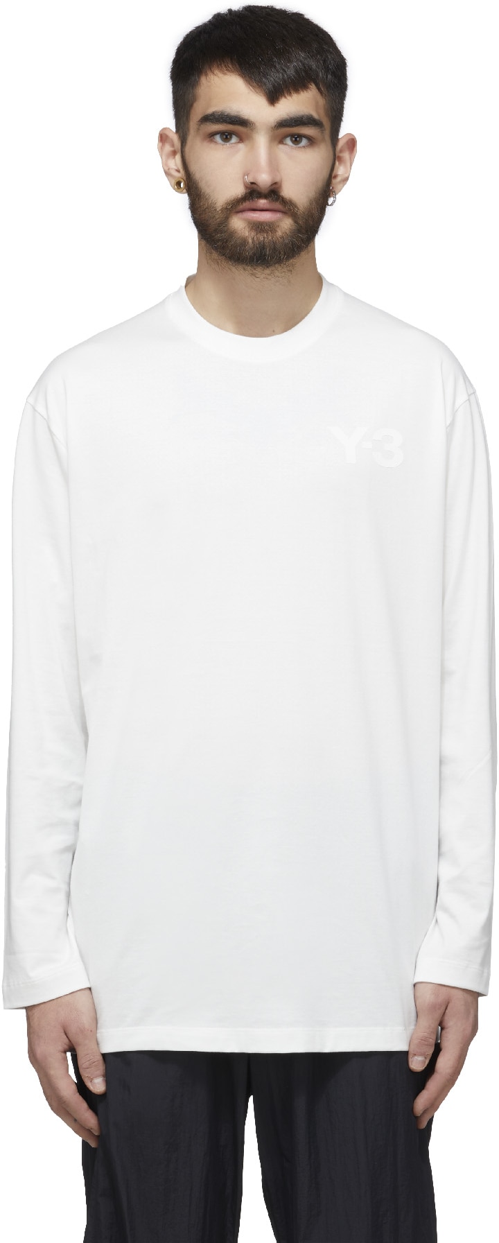 Y-3: White Classic Chest Logo Long Sleeve T-Shirt - 1