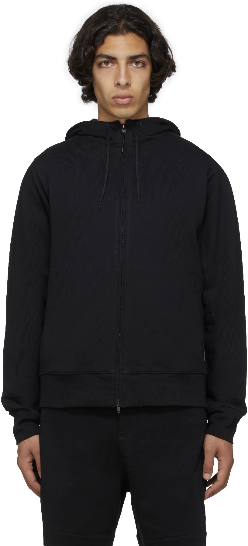 Y-3: Black Classic Full Zip Back Logo Hoodie - 1