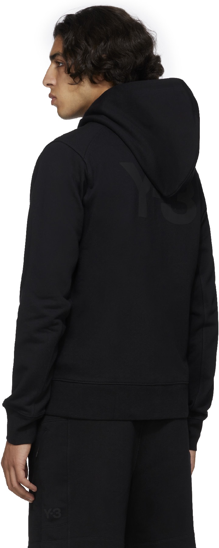 Y-3: Black Classic Full Zip Back Logo Hoodie - 3