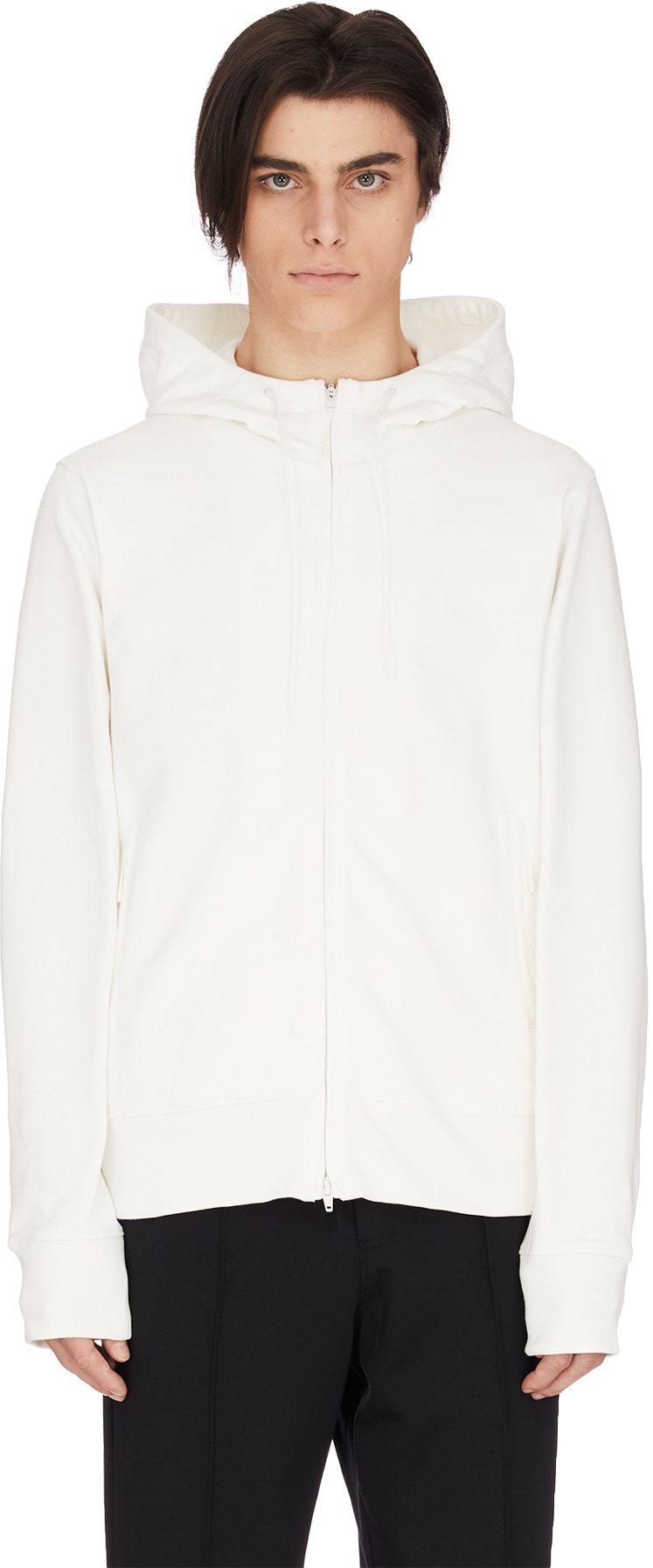 Y-3: White Classic Logo Full Zip Hoodie - 1