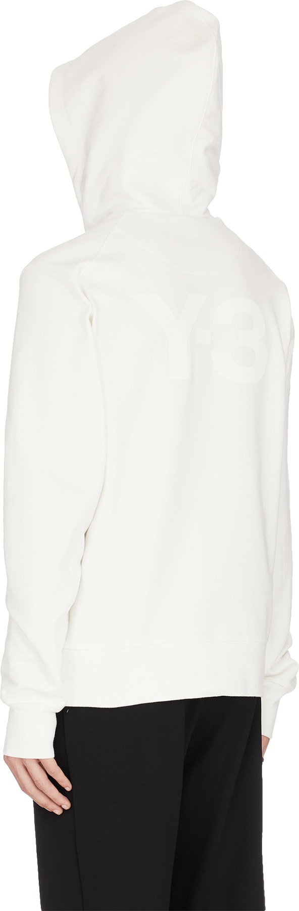 Y-3: Blanc Veste à Capuche et Glissière Logo Classique Blanc - 3