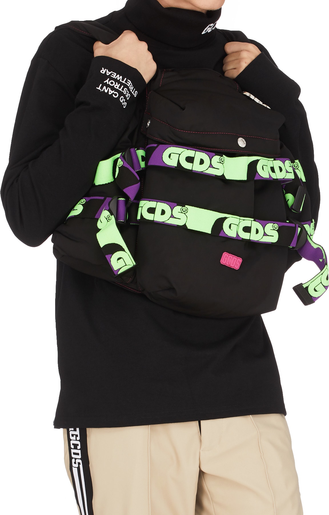 GCDS: Black Military Backpack - 4