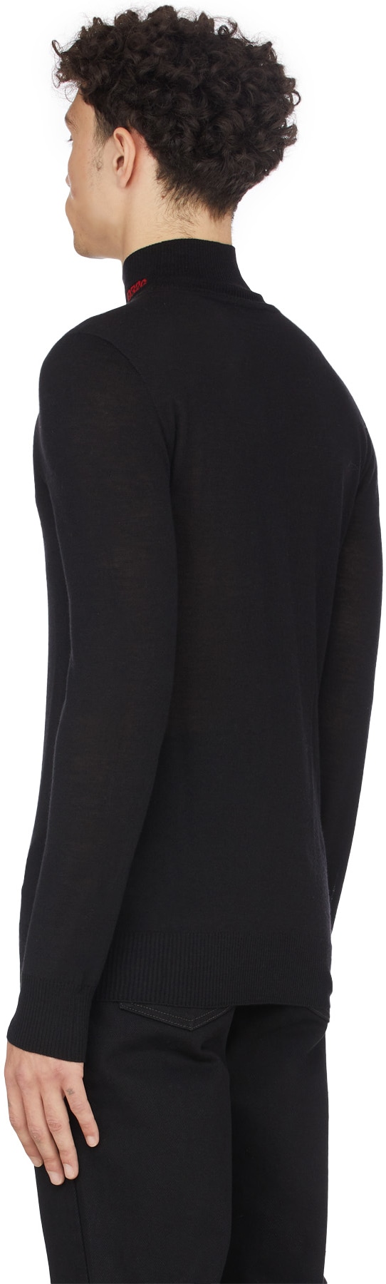 032c: Black Logo Turtleneck - 3