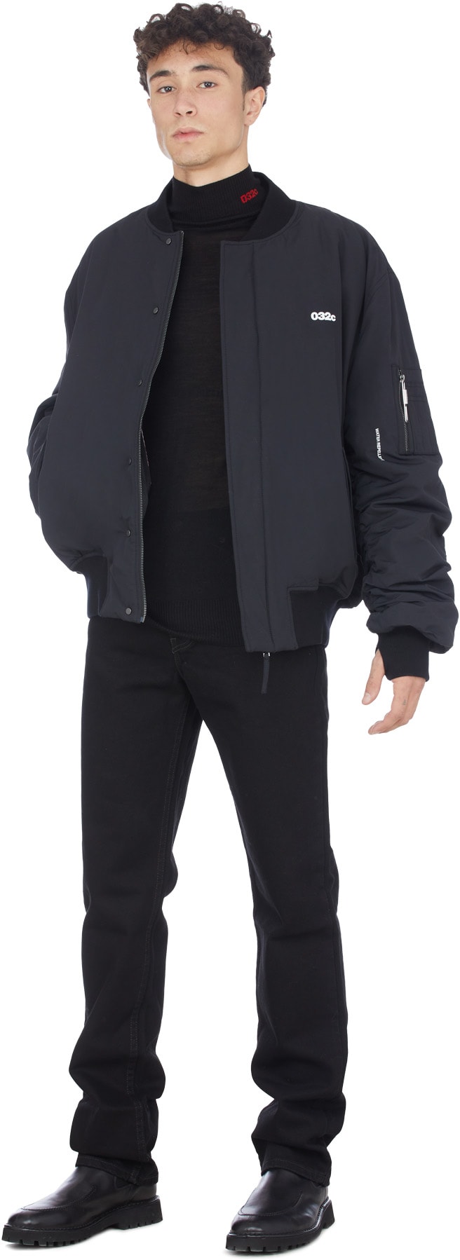 032c: Black Logo Turtleneck - 4