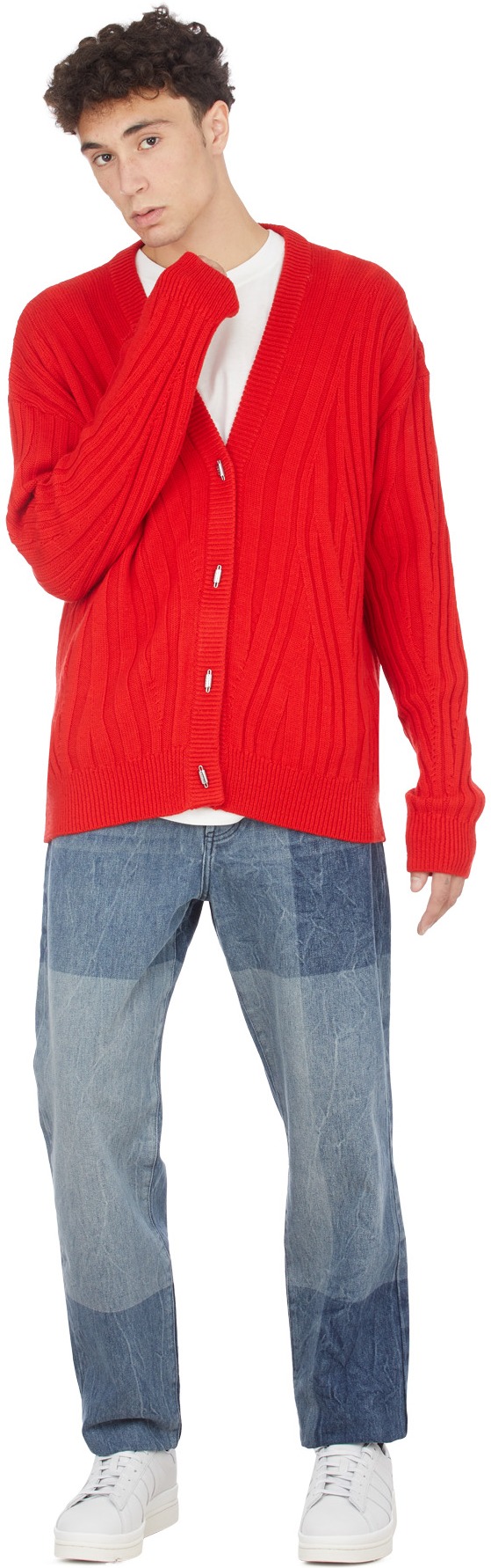 032c: Red Maria 'Zen' Rib Knit Cardigan - 4