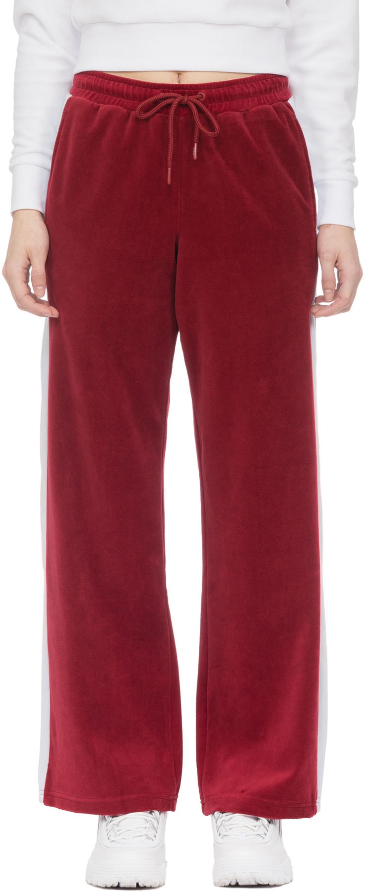 Fila: Red Bonnie Velour Flair Pant - 1