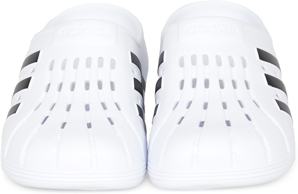 adidas Originals: White Adilette Clogs - 4