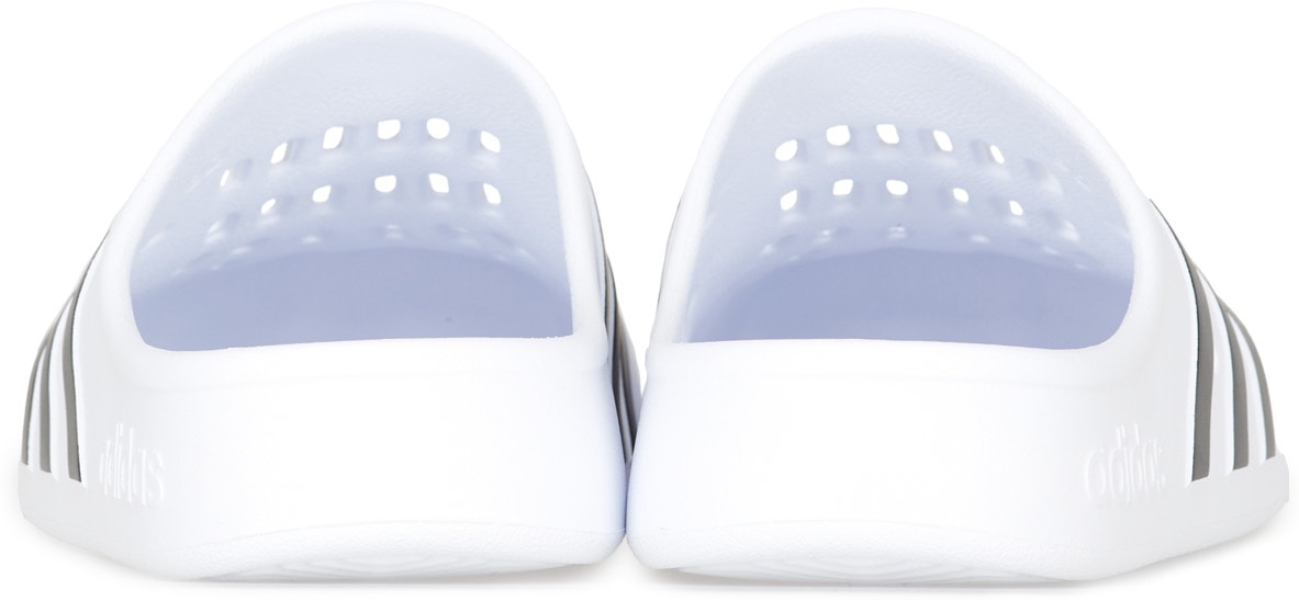 adidas Originals: White Adilette Clogs - 5