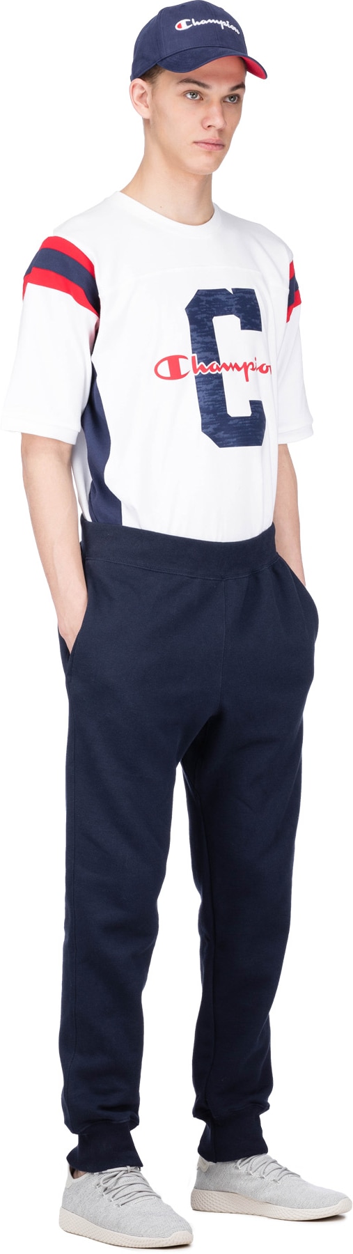 Champion: Blue Reverse Weave Trim Joggers - 4