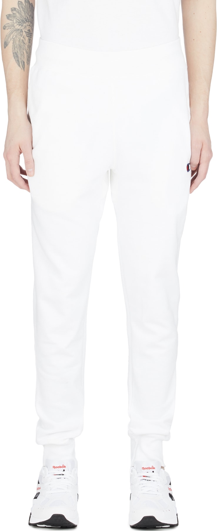 Champion: White Reverse Weave Jogger Pants - 1