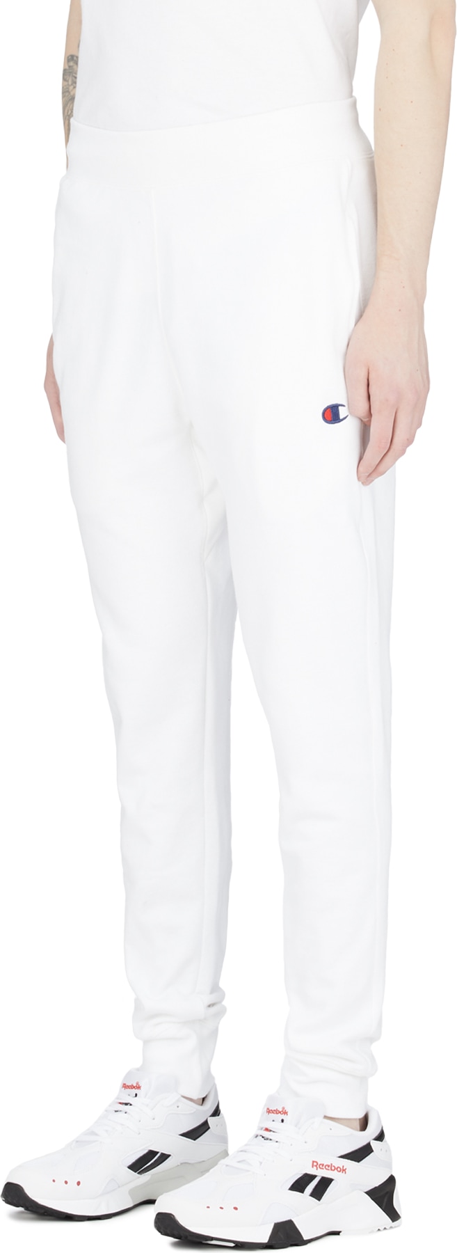 Champion: White Reverse Weave Jogger Pants - 2