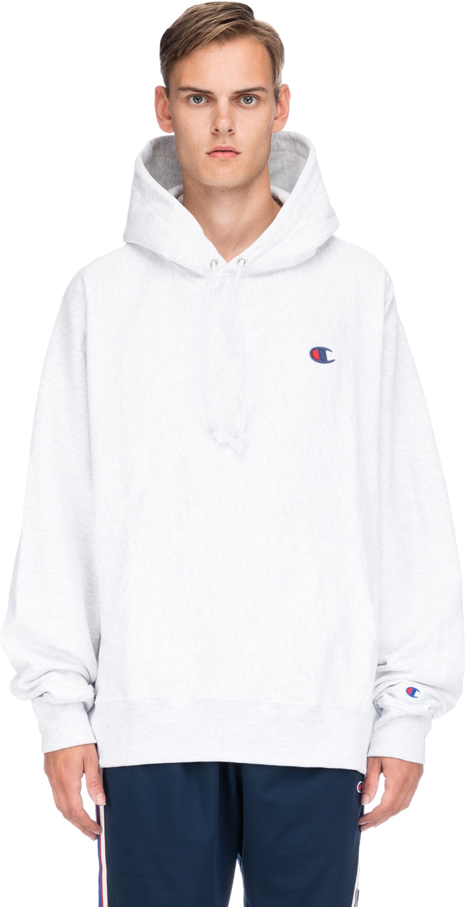 Champion: Grey Reverse Weave Hoodie - 1