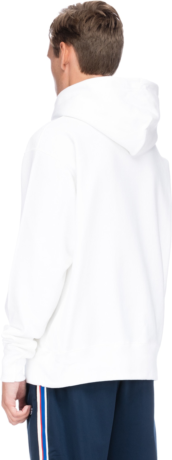 Champion: White Reverse Weave Satin Script Logo Pullover Hoodie - 3