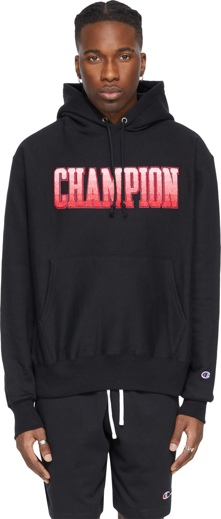 Champion: Noir Pull à Capuche Reverse Weave Ombre Block Noir - 1