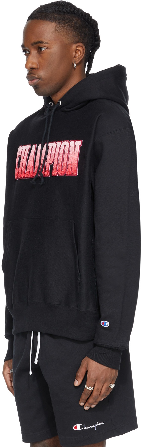 Champion: Black Reverse Weave Ombre Block Hoodie - 2