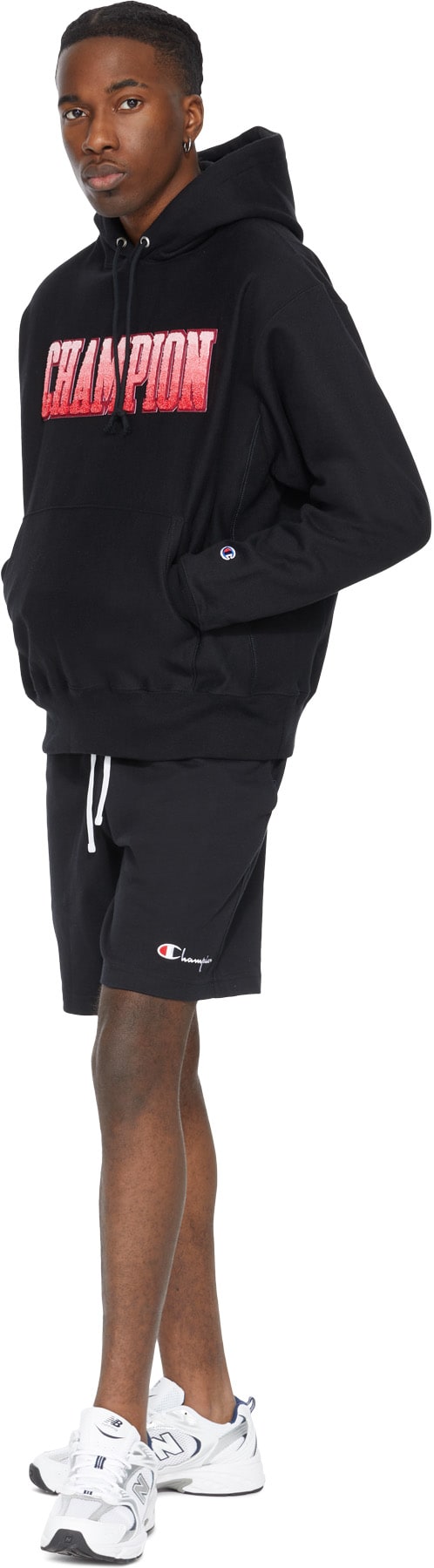 Champion: Noir Pull à Capuche Reverse Weave Ombre Block Noir - 4