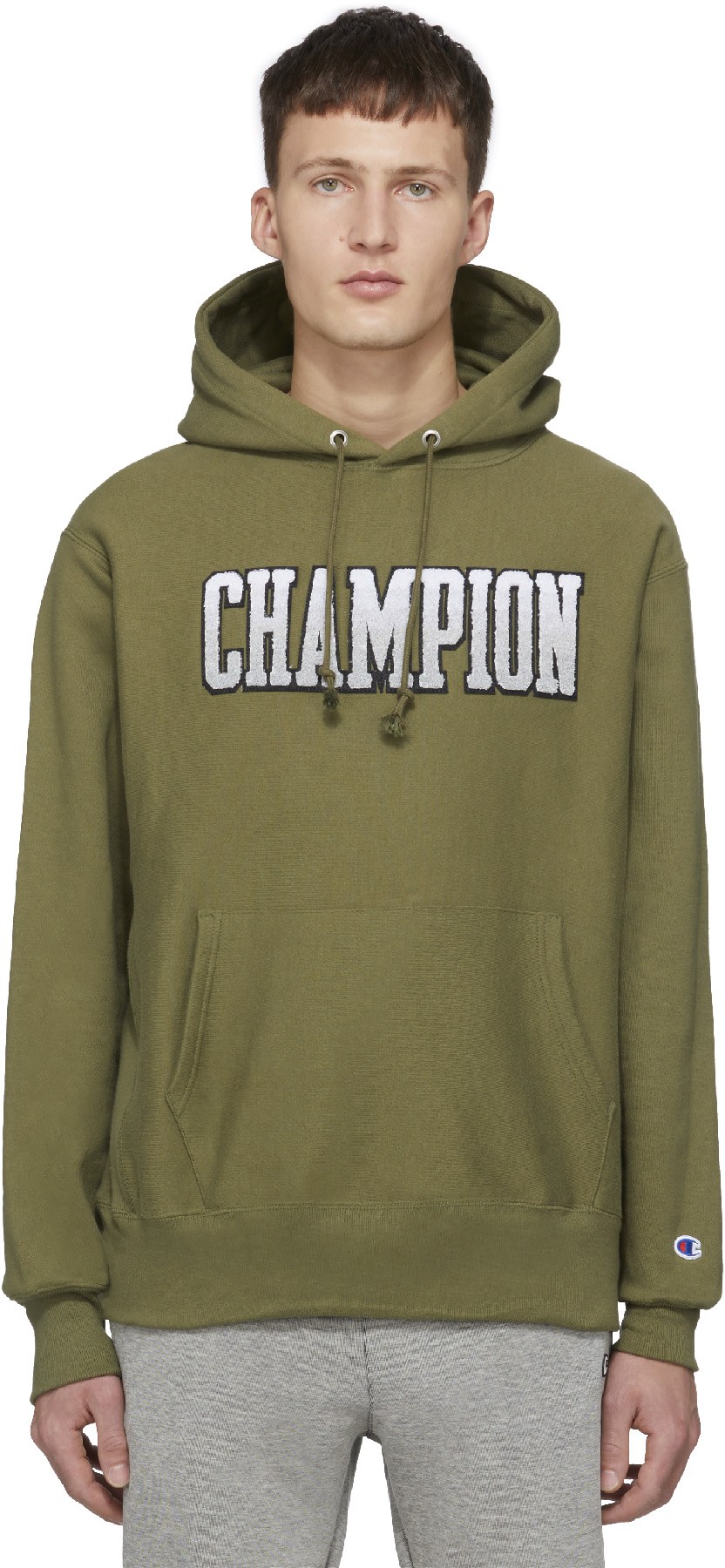 Champion: Vert Pull à Capuche Reverse Weave Ombre Block Vert - 1