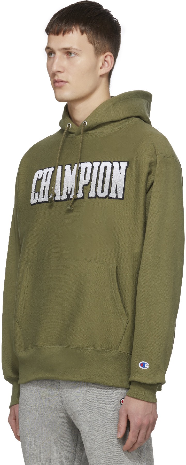 Champion: Vert Pull à Capuche Reverse Weave Ombre Block Vert - 2