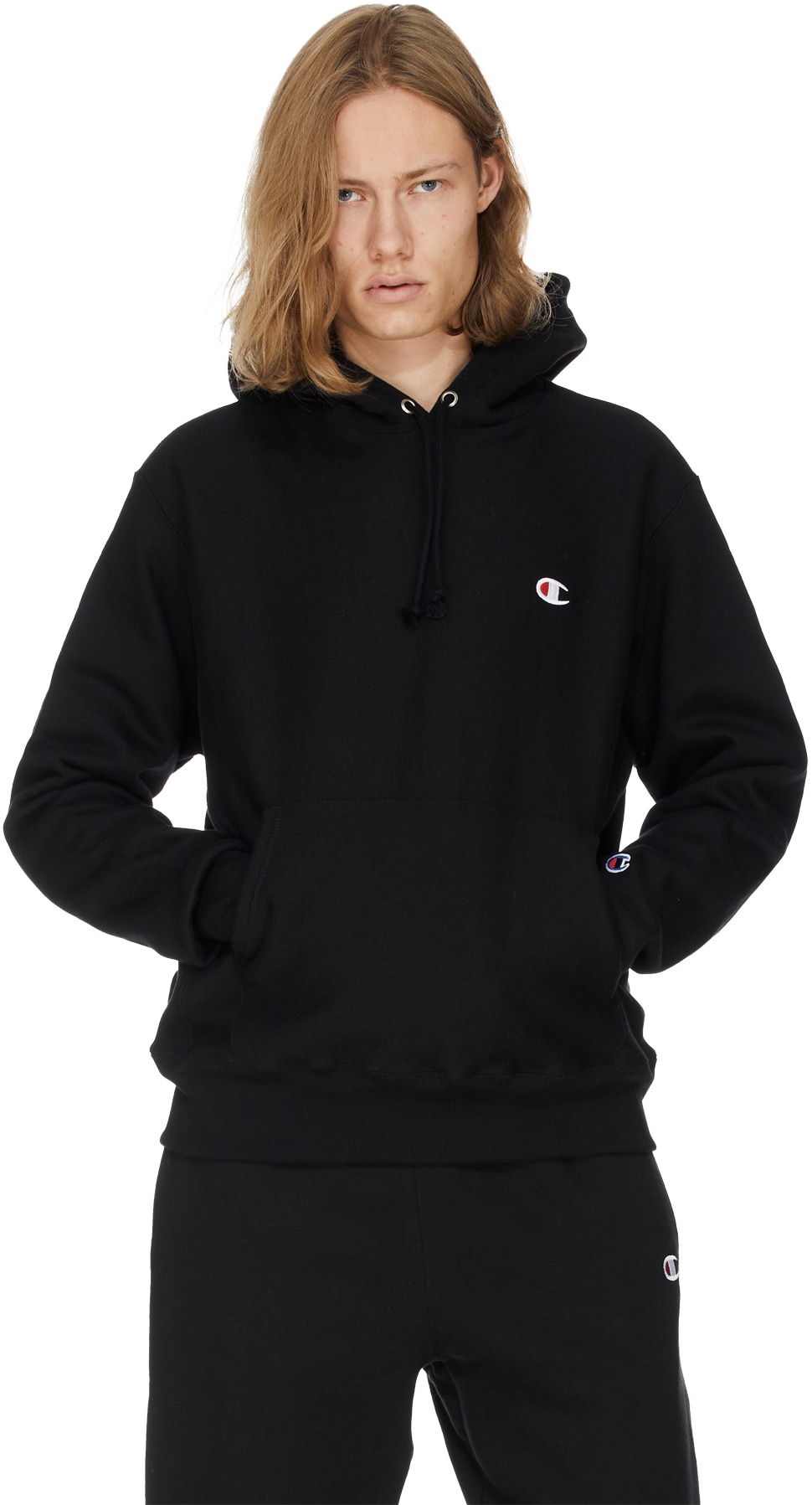 Champion: Black Reverse Weave Hoodie - 3