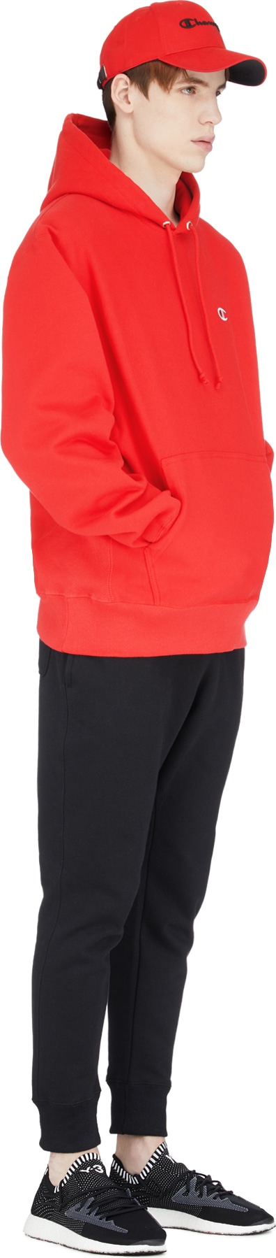 Champion: Red Reverse Weave Hoodie - 4