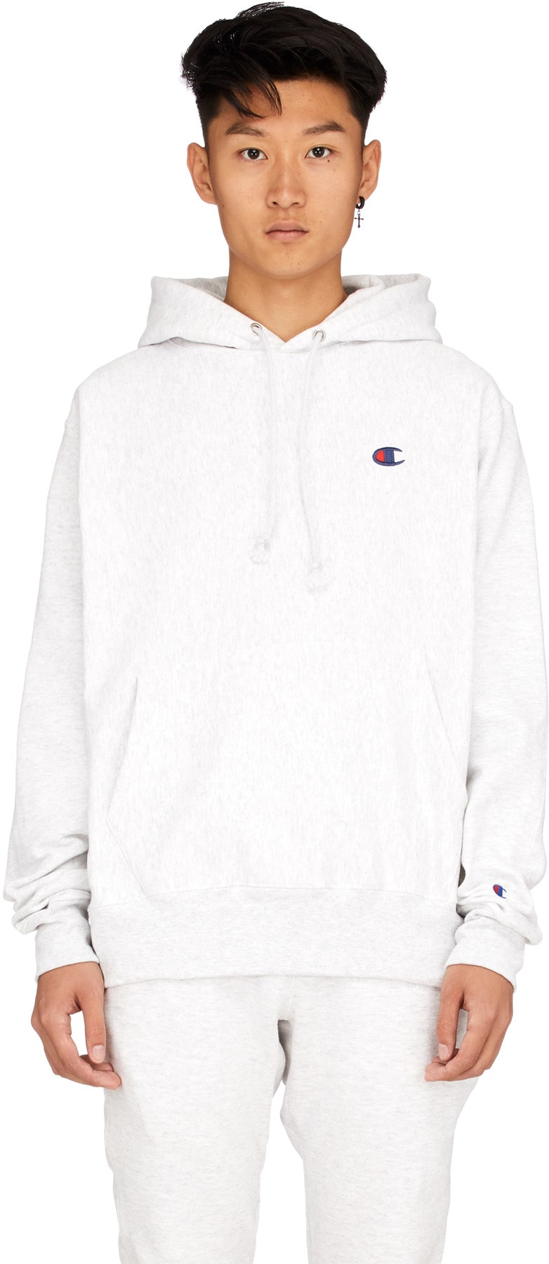 Champion: Grey Reverse Weave Pullover Hoodie - 1