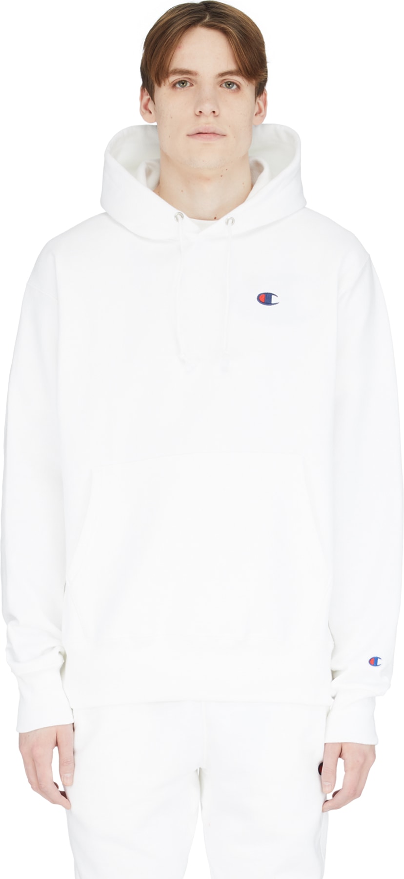 Champion: White Reverse Weave Hoodie - 1