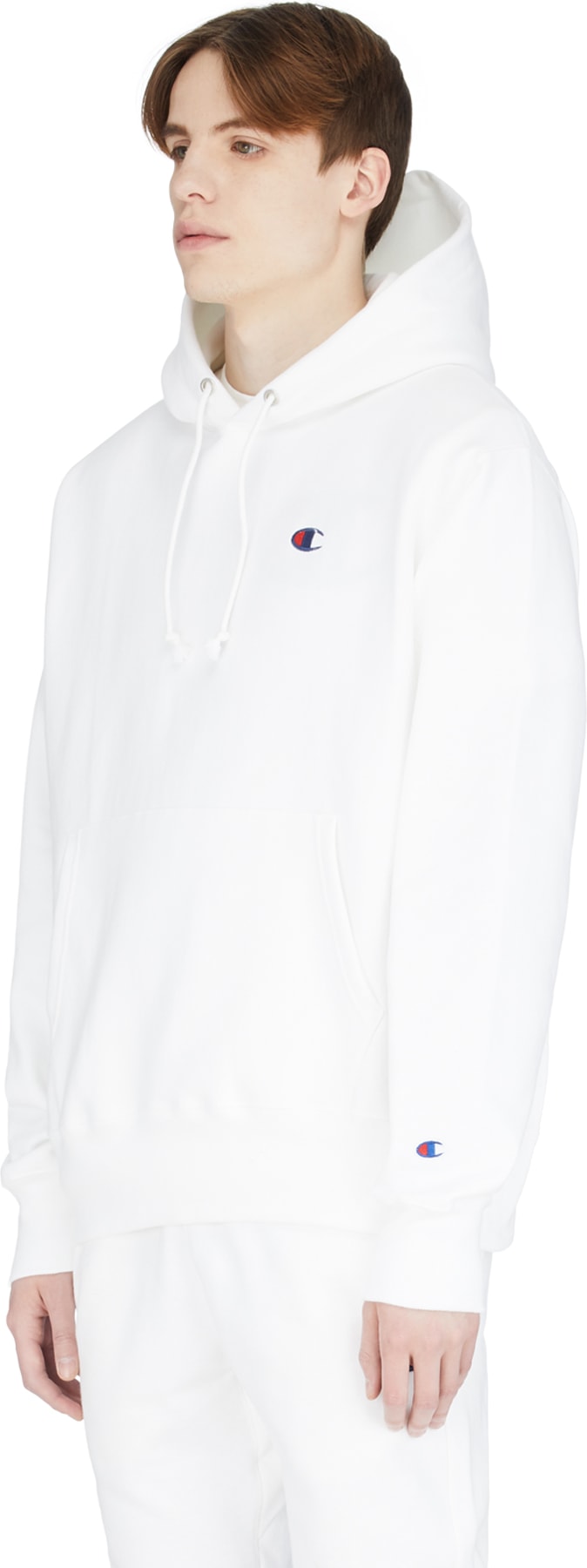 Champion: White Reverse Weave Hoodie - 2