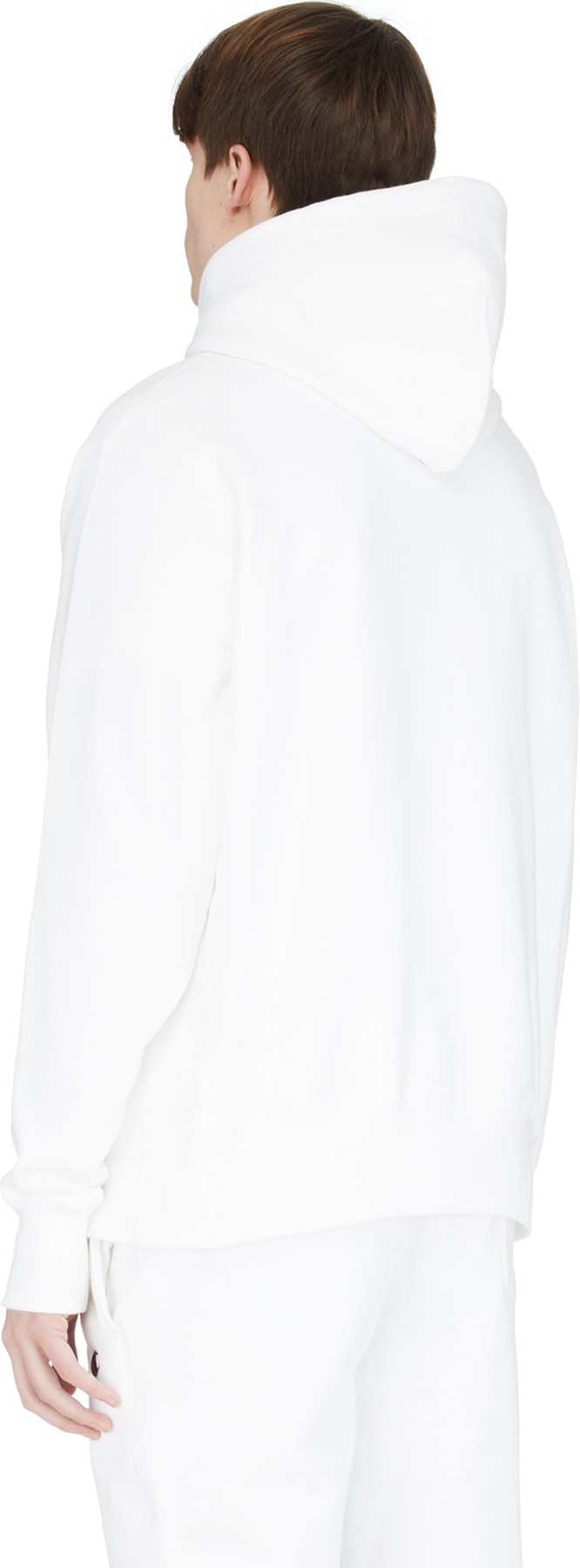 Champion: White Reverse Weave Hoodie - 3