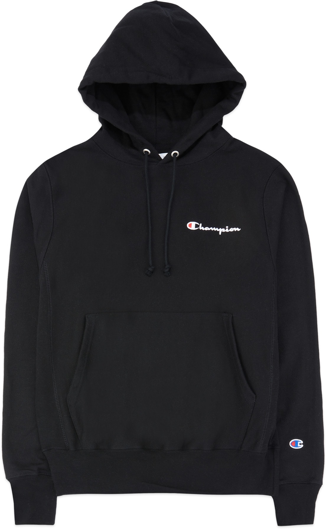 Champion: Black Reverse Weave Script Hoodie - 1