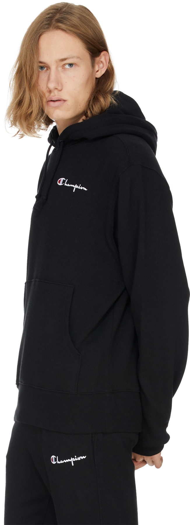 Champion: Black Reverse Weave Script Hoodie - 3