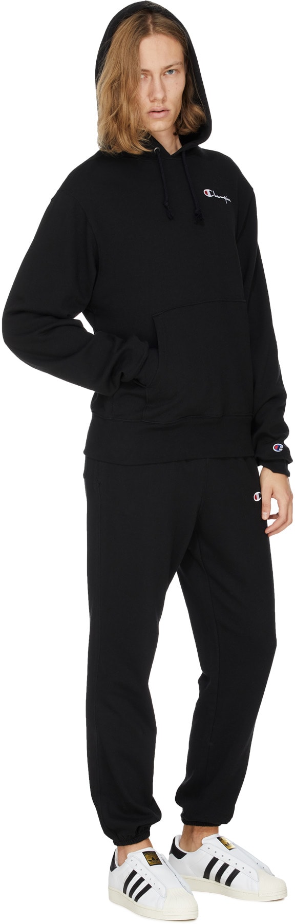 Champion: Black Reverse Weave Script Hoodie - 4