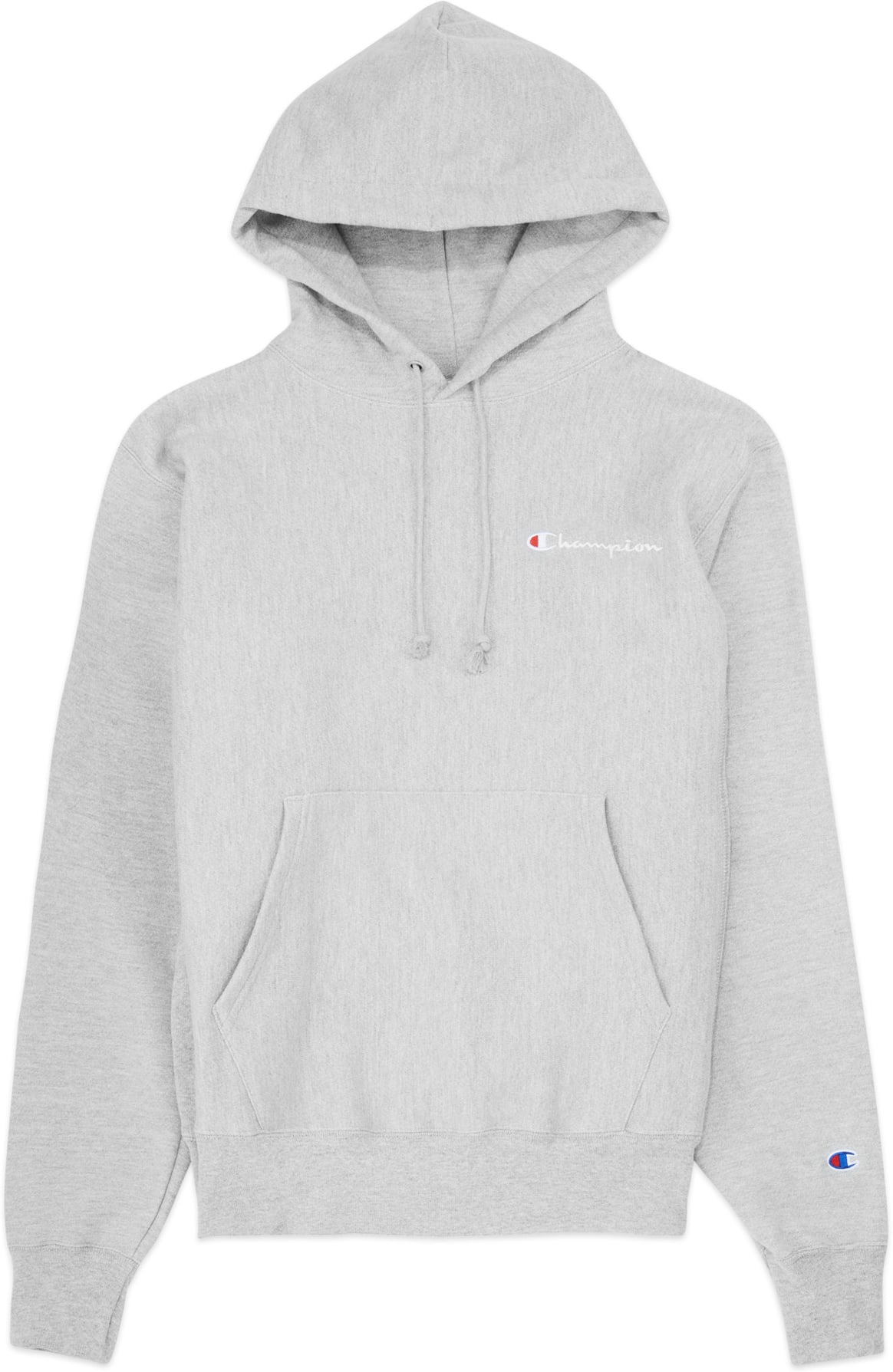 Champion: Grey Reverse Weave Script Pullover Hoodie - 1