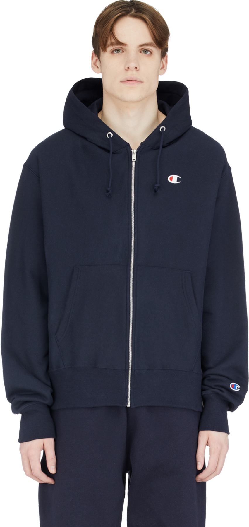 Champion: Blue Reverse Weave Zip Up Hoodie - 1