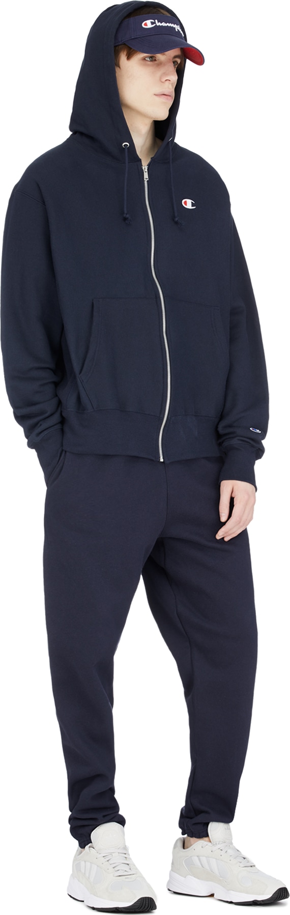 Champion: Blue Reverse Weave Zip Up Hoodie - 4