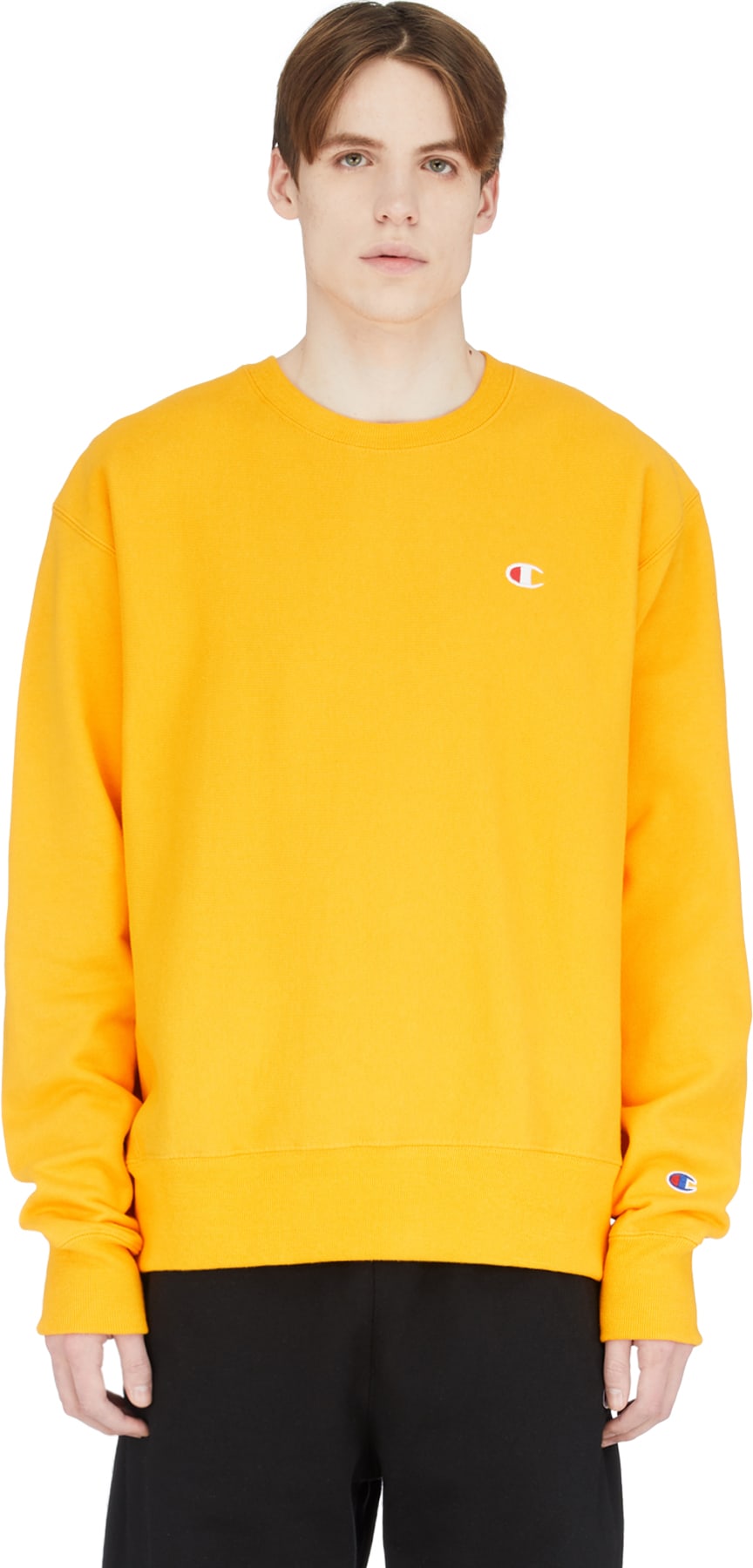 Champion: Gold Reverse Weave Crew Sweater - 1