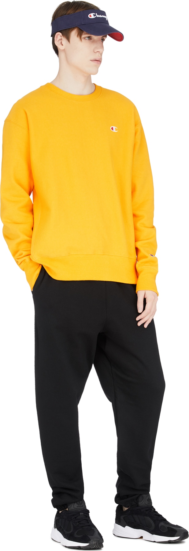 Champion: Gold Reverse Weave Crew Sweater - 4