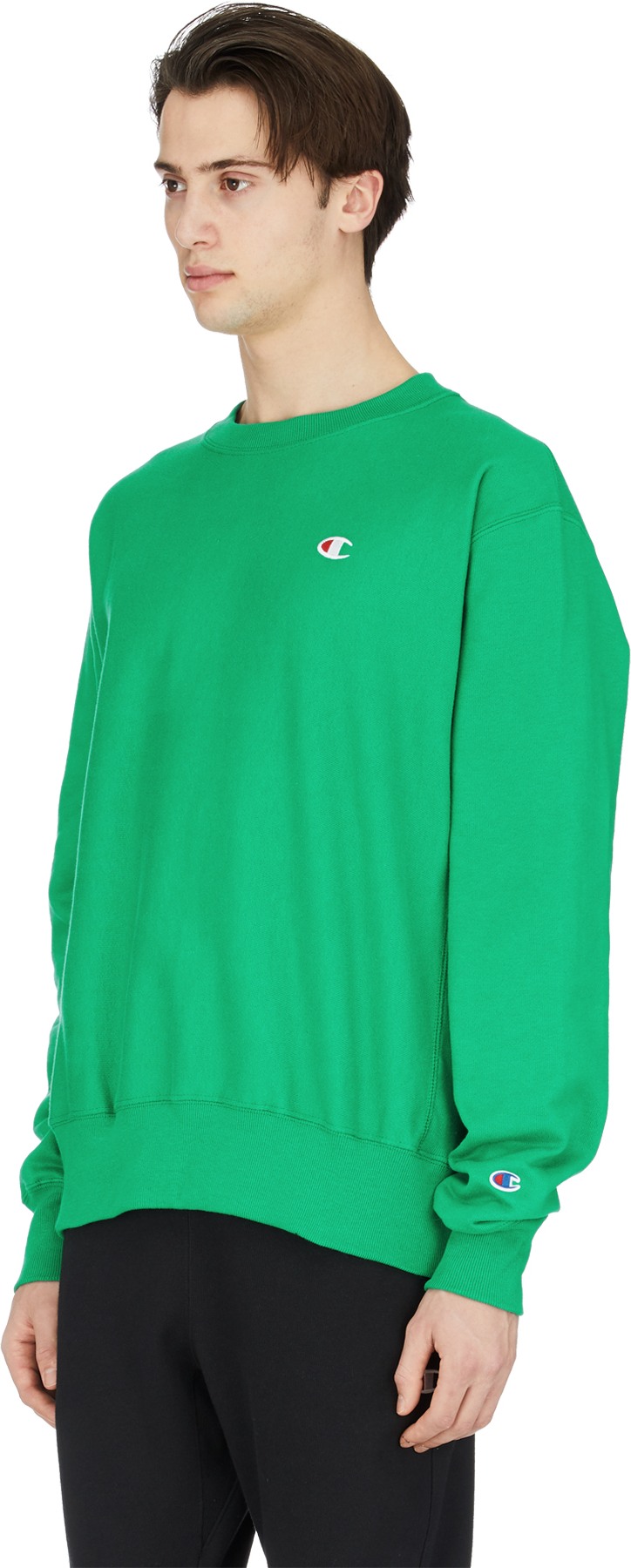 Champion: Green Reverse Weave Crew Neck Pullover - 2