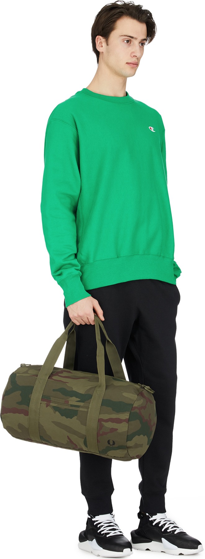 Champion: Green Reverse Weave Crew Neck Pullover - 4