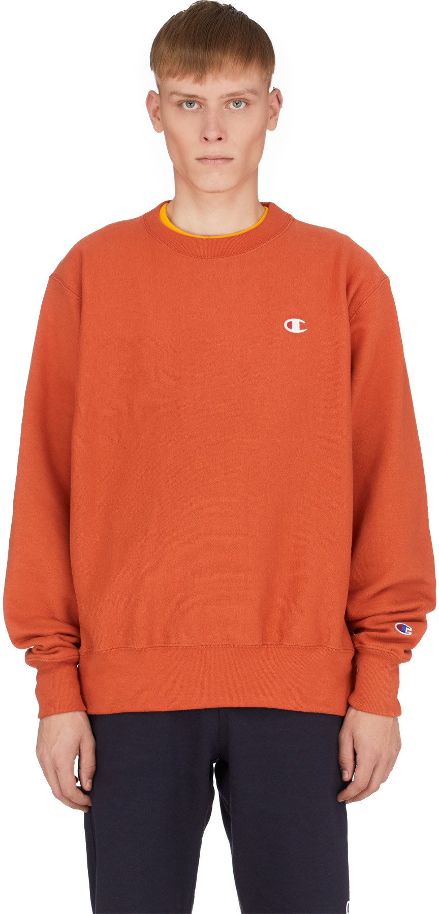 Champion: Orange Pull Tissage Inversé Col Rond Orange - 1