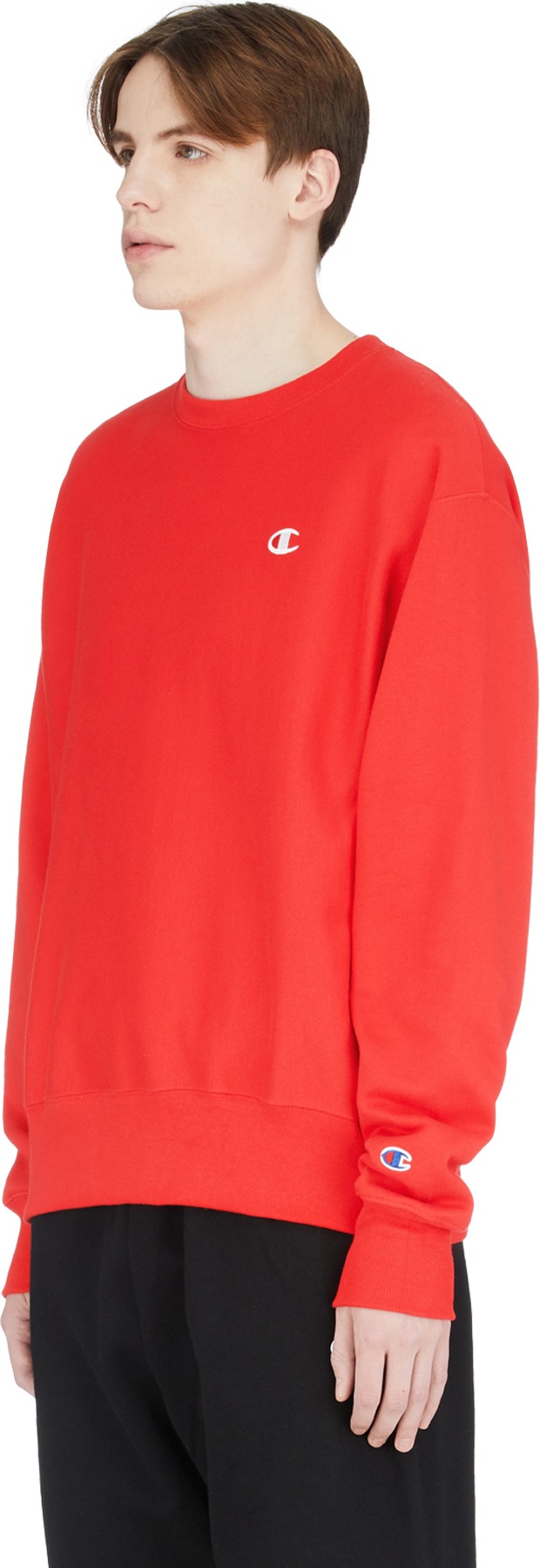 Champion: Red Reverse Weave Crew Sweater - 2