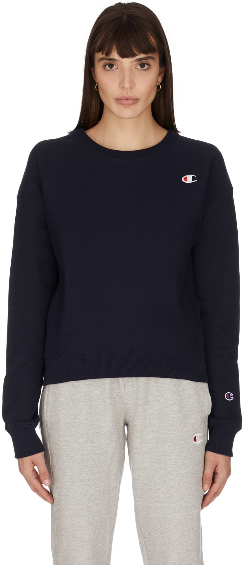 Champion: Blue Reverse Weave Crewneck Sweater - 1