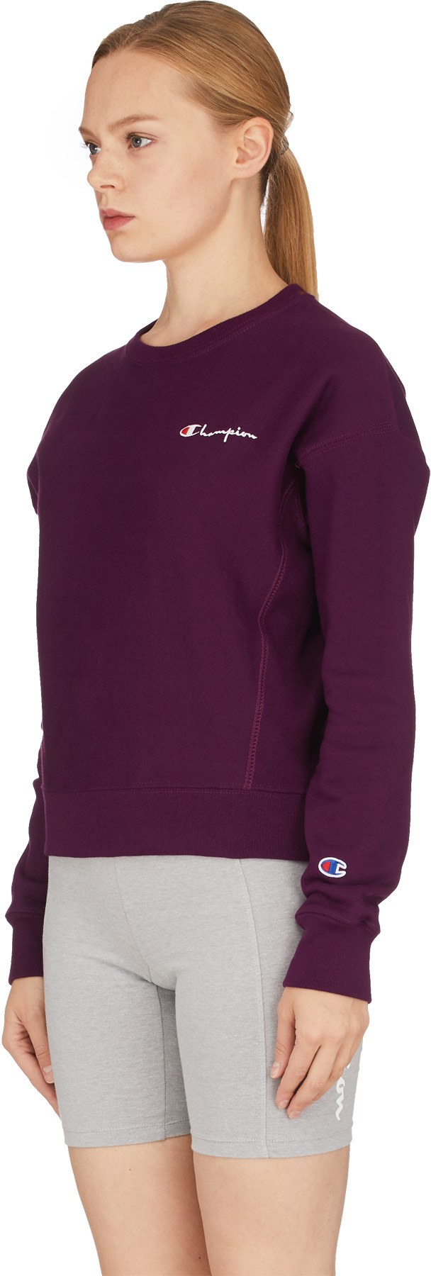 Champion: Purple Reverse Weave Script Crewneck Sweater - 2