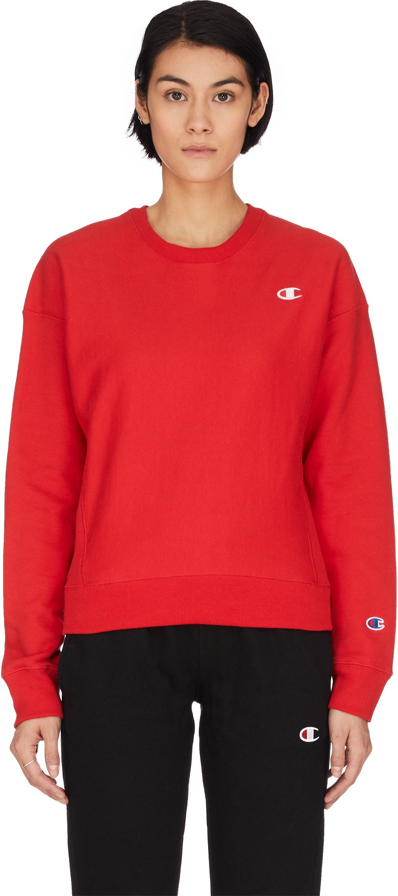 Champion: Rouge Pull Tissage Inversé à Col Rond  Rouge - 1