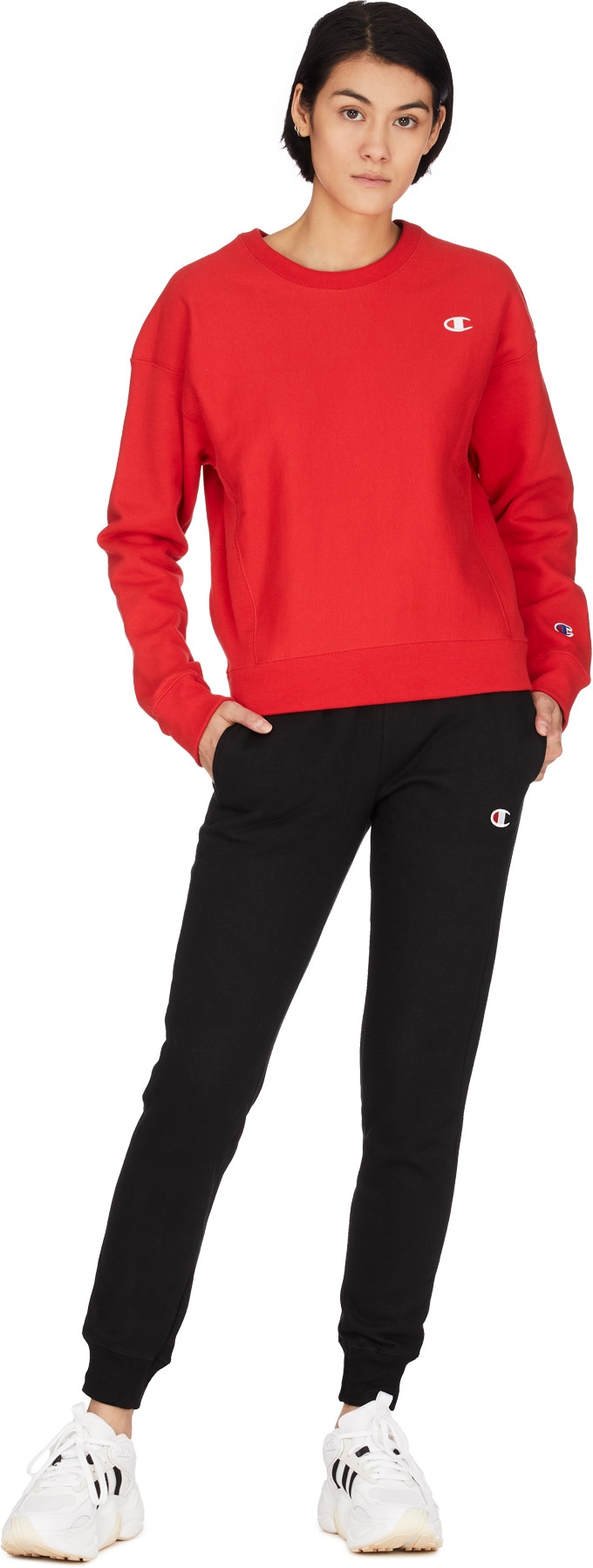 Champion: Red Reverse Weave Crewneck Sweater - 4