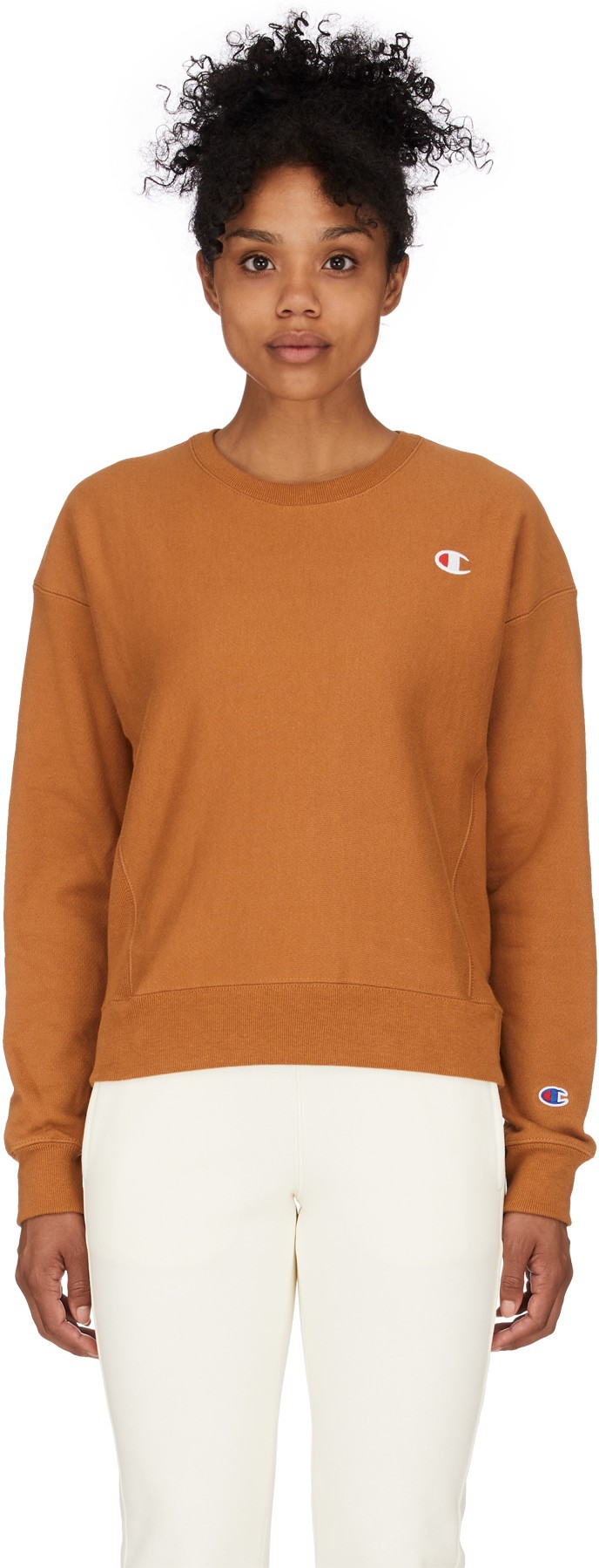 Champion: Brown Reverse Weave Crewneck Sweater - 1