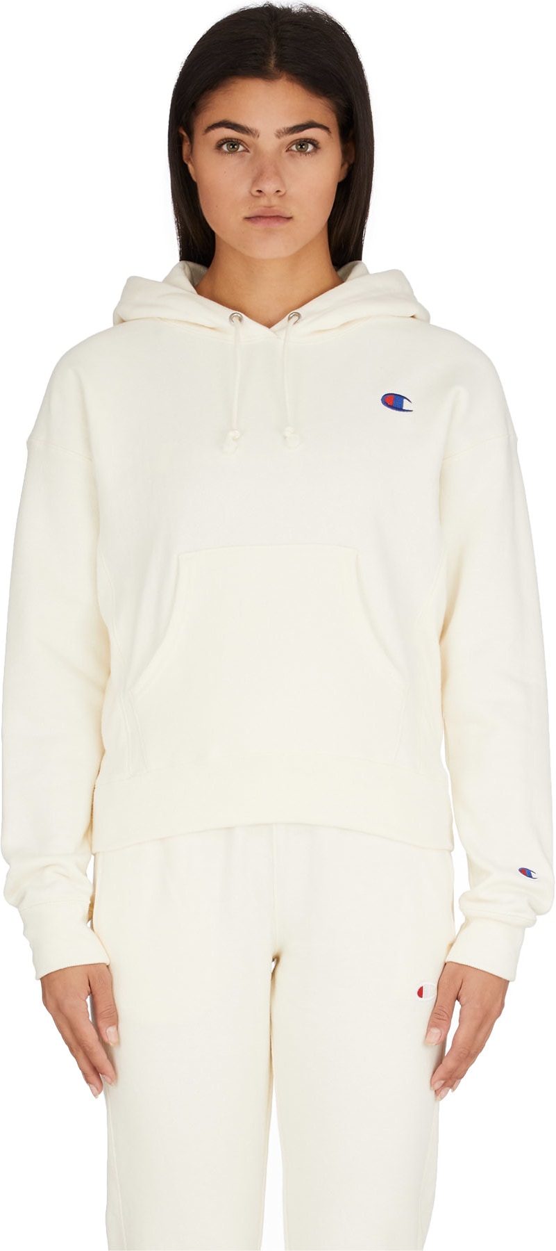 Champion: White Reverse Weave Hoodie - 1