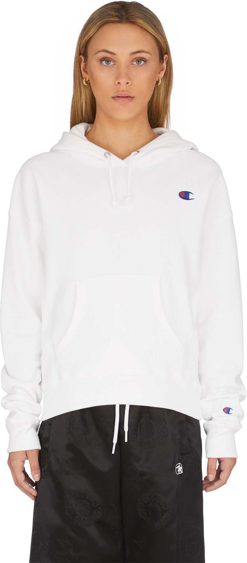 Champion: White Reverse Weave Hoodie - 1