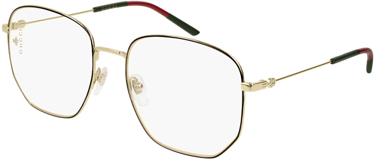 GUCCI: Gold Square Frame Optical Glasses - 1